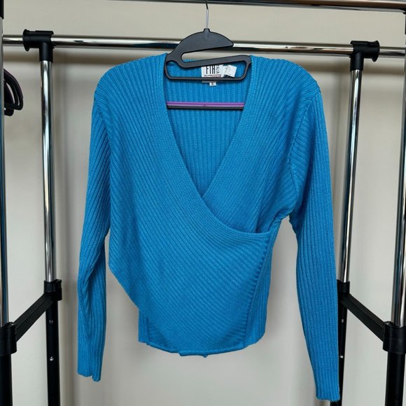Vintage Fia Italia 90s Sweater Wrap Plunge Y2K Handloomed Date Night Sexy Chic - Picture 1 of 8